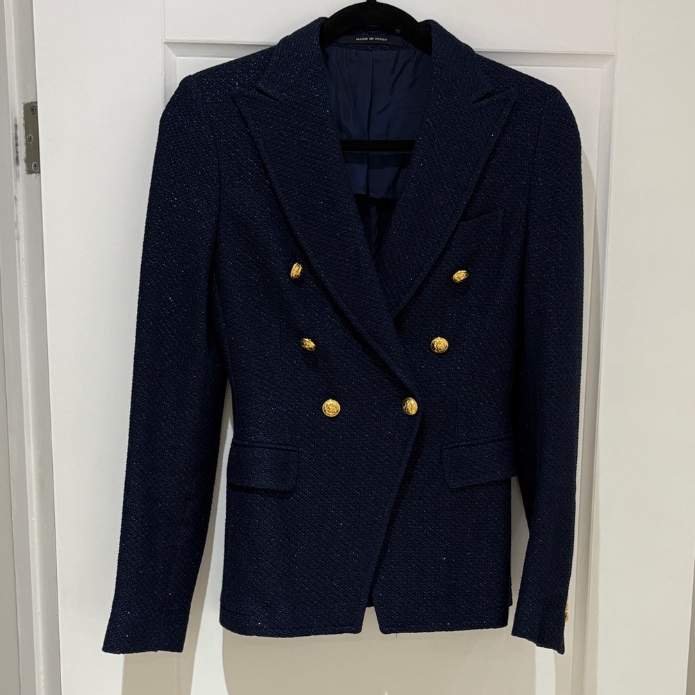 Tagliatore Navy Blazer with Gold Accents